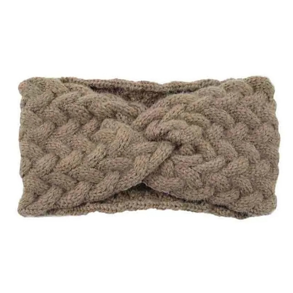 Knit Twist Earwarmer Headband - Khaki Brown